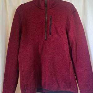 Lands' End Men's Burgundy 1/4 Zip Sweater with Chest Pocket - Size S 34-36